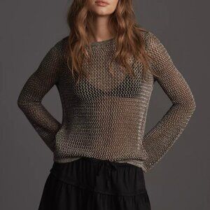 Anthropologie Metallic Open-Stitch Sweater size S *BNWT*